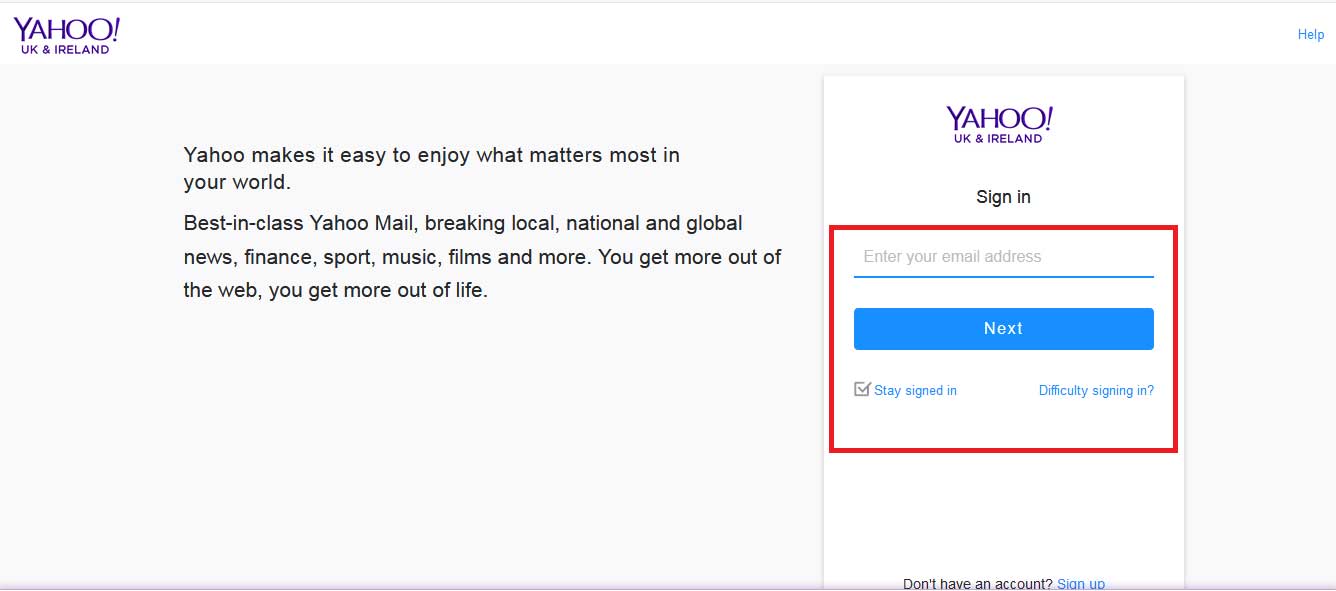 Yahoo mail ireland and uk login