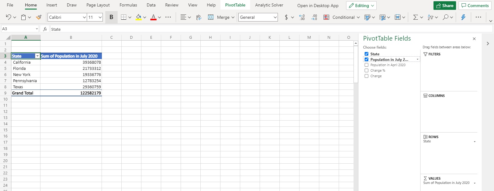 How to Create a Pivot Table in Excel Online