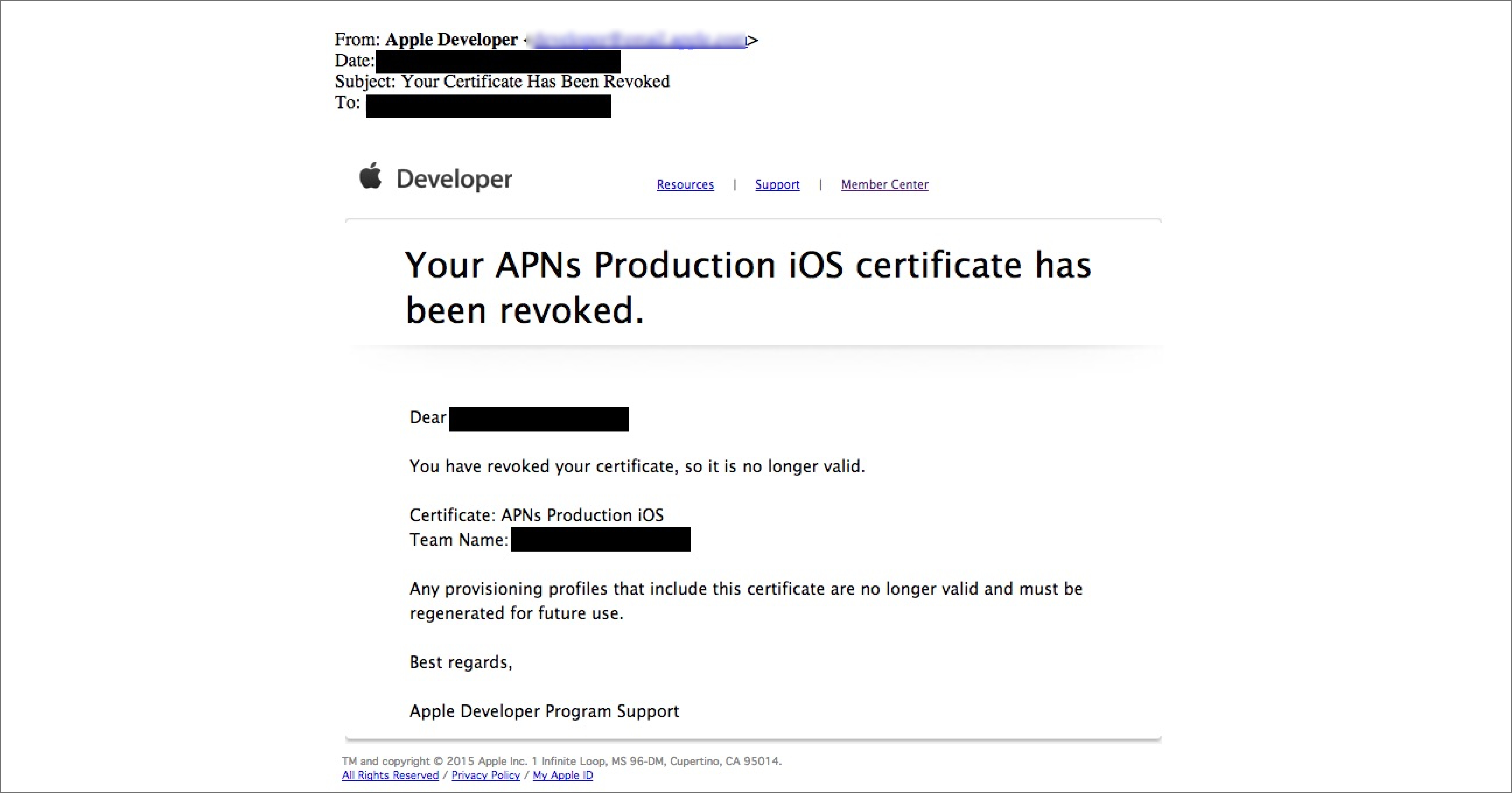 Hvorfor opphevet Apple sertifikatet mitt?